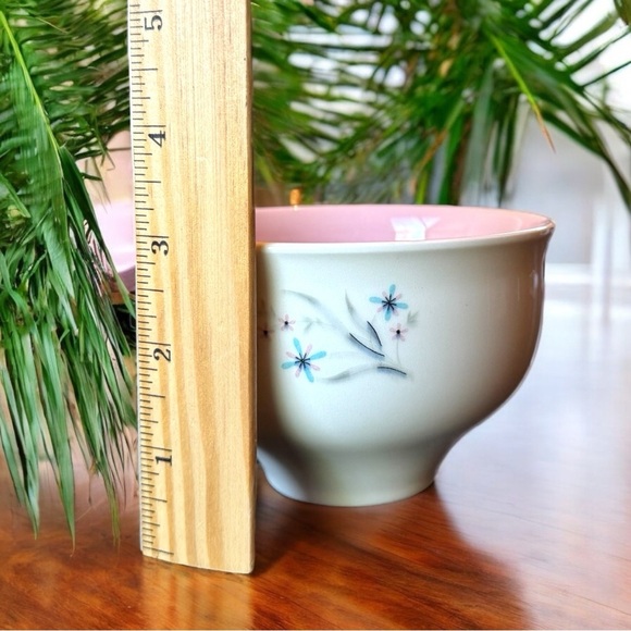 Vintage Taylor Smith Taylor Serving Plate & Bowl Set – Pink Interior, Floral - Picture 8 of 13